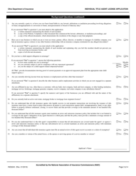 Form INS3243 Individual Title Agent License Application - Ohio, Page 3