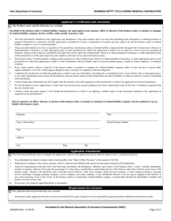 Form INS3259 Business Entity Title License Renewal/Continuation - Ohio, Page 3