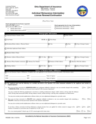 Form INS3289 Individual Reinsurance Intermediary License Renewal/Continuation - Ohio
