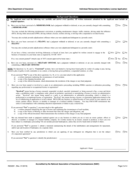 Form INS3291 Individual Reinsurance Intermediary License Application - Ohio, Page 2