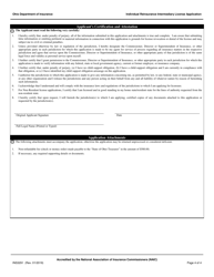 Form INS3291 Individual Reinsurance Intermediary License Application - Ohio, Page 4