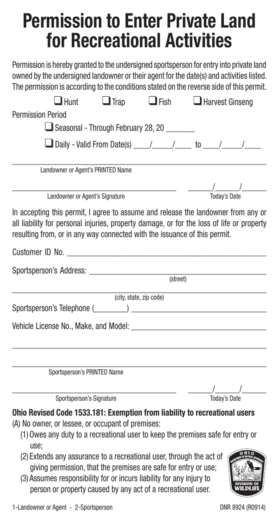 Georgia Hunting Permission Form