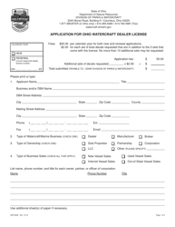 Form DNR8558 &quot;Application for Ohio Watercraft Dealer License&quot; - Ohio