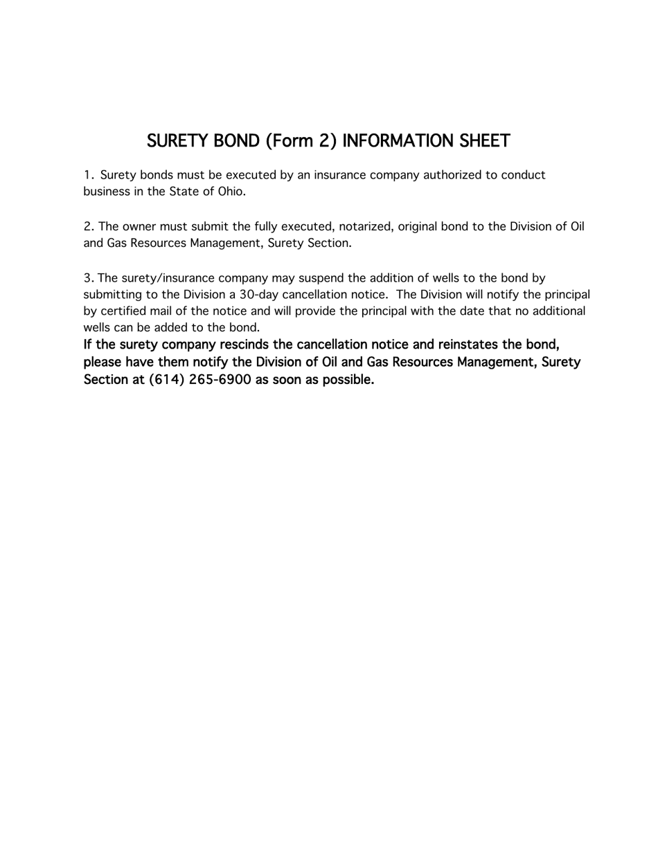 Form DNR5625 (2) Surety Bond - Ohio, Page 2