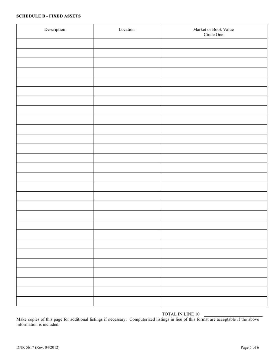 Form DNR5617 (3) Non-domestic Well Owner Financial Statement - Ohio, Page 5