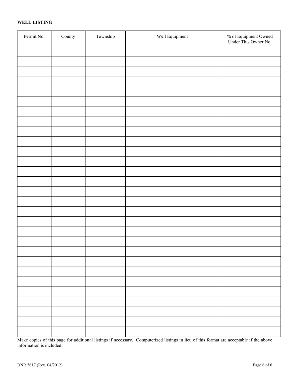 Form DNR5617 (3) Non-domestic Well Owner Financial Statement - Ohio, Page 6