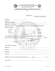 Document preview: Form DNR-744-7001 Landowner Fee Simple Ownership Affidavit - Ohio