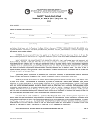 Form DNR744 (18) Surety Bond for Brine Transportation System - Ohio