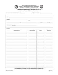 Form DNR744 (13) Brine Hauler Annual Report - Ohio