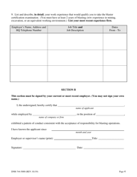 Form DNR-744-5000 Application for Examination and Certification as a Surface Mine Blaster - Ohio, Page 4