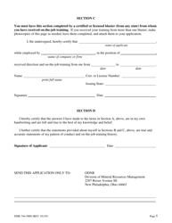 Form DNR-744-5000 Application for Examination and Certification as a Surface Mine Blaster - Ohio, Page 5