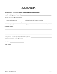 Form DNR-744-5000 Application for Examination and Certification as a Surface Mine Blaster - Ohio, Page 6