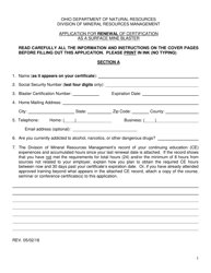 Application for Renewal of Certification as a Surface Mine Blaster - Ohio, Page 2