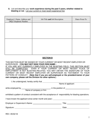 Application for Renewal of Certification as a Surface Mine Blaster - Ohio, Page 3