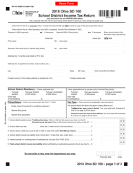 Form SD100 &quot;School District Income Tax Return&quot; - Ohio