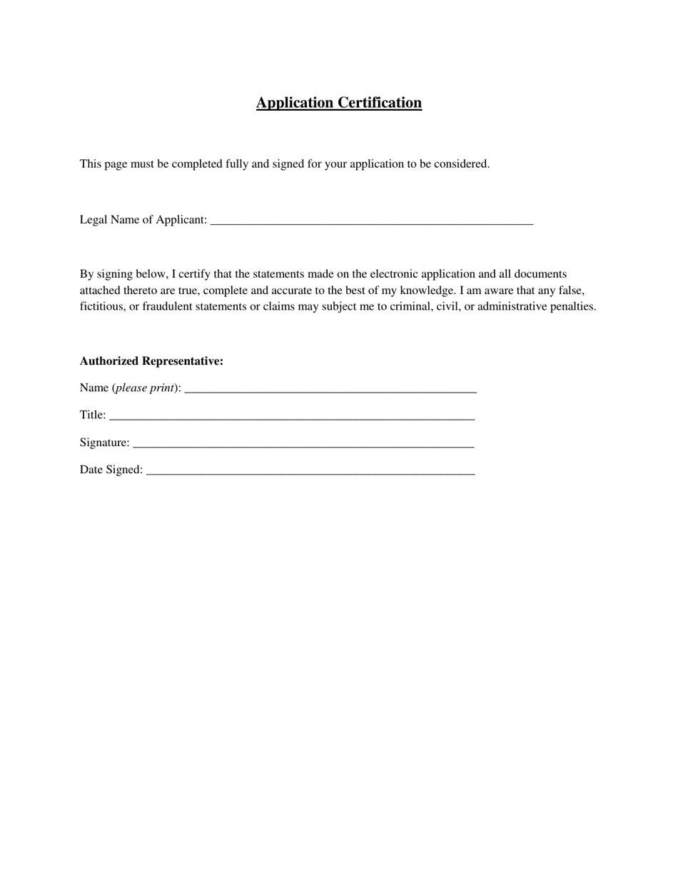 Application Certification - Ohio, Page 1