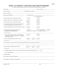 Document preview: Post Accident Testing Decision Report Form - Ohio