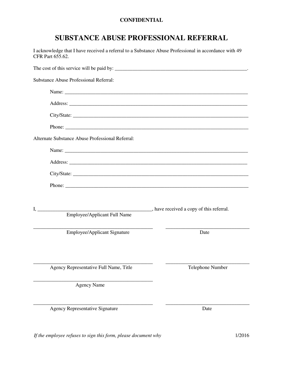 Substance Abuse Professional Referral Form - Ohio, Page 1