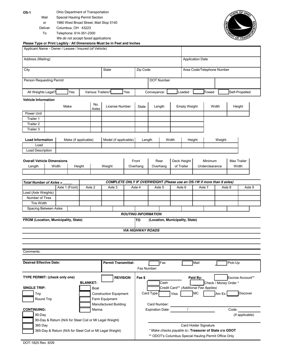 Form OS-1 Permit Application Form - Ohio, Page 1