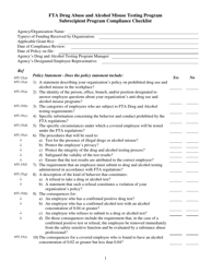 Document preview: Fta Drug Abuse and Alcohol Misuse Testing Program Subrecipient Program Compliance Checklist - Ohio