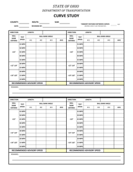 Document preview: Curve Study Form - Ohio