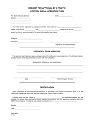 Form 496-9 &quot;Request for Approval of a Traffic Control Signal Operation Plan&quot; - Ohio