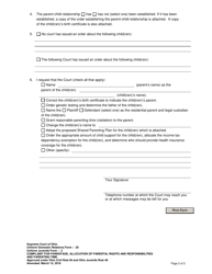 Uniform Domestic Relations Form 20 (Uniform Juvenile Form 2) Complaint for Parentage, Allocation of Parental Rights and Responsibilities (Custody), and Parenting Time (Companionship and Visitation) - Ohio, Page 2