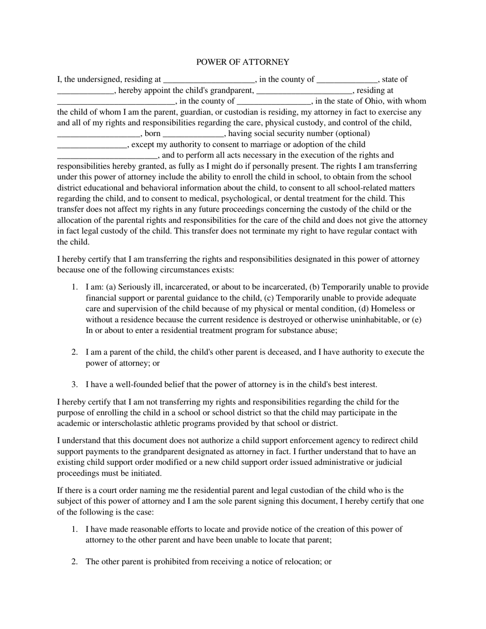 Power of Attorney - Ohio, Page 1