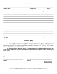 Form 5.1 Assets and Liabilities of Estate to Be Relieved From Administration - Ohio, Page 2