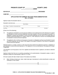 Form 5.10 Application for Summary Release From Administration - Ohio