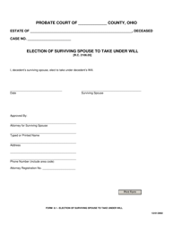 Document preview: Form 8.1 Election of Surviving Spouse to Take Under Will - Ohio