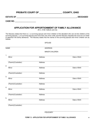 Form 7.2 Application for Apportionment of Family Allowance - Ohio
