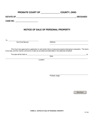 Form 9.2 &quot;Notice of Sale of Personal Property&quot; - Ohio