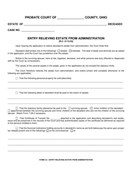 Document preview: Form 5.6 Entry Relieving Estate From Administration - Ohio