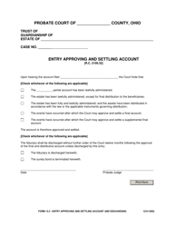 Document preview: Form 13.3 Entry Approving and Settling Account - Ohio