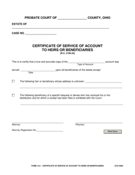 Form 13.9 &quot;Certificate of Service of Account to Heirs or Beneficiaries&quot; - Ohio