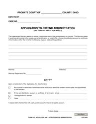 Document preview: Form 13.8 Application to Extend Administration - Ohio