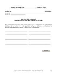 Document preview: Form 14.1 Waiver and Consent Wrongful Death and Survival Claims - Ohio