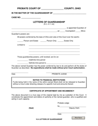 Document preview: Form 15.4 Letters of Guardianship - Ohio