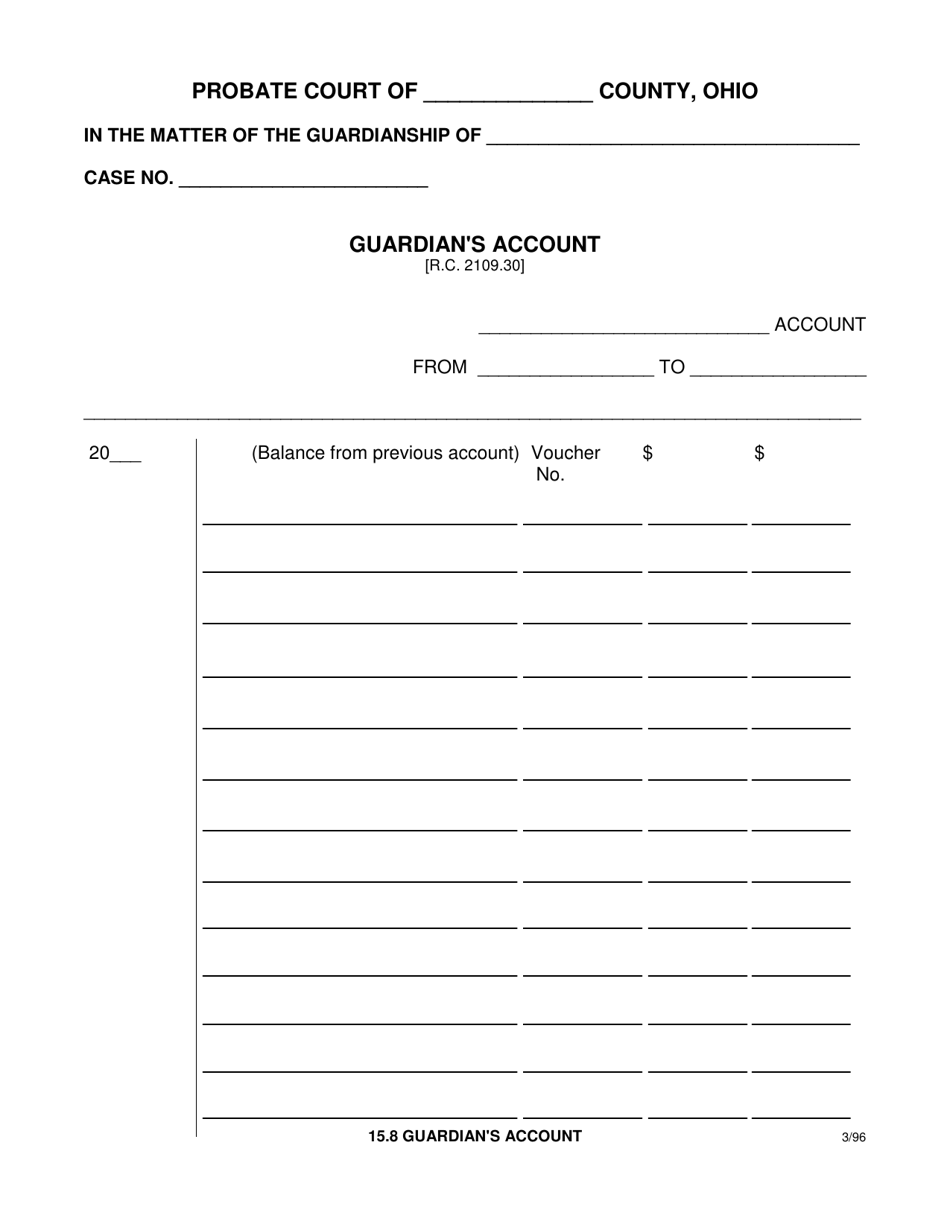 Form 15.8 Guardians Account - Ohio, Page 1