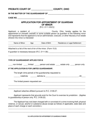 Form 16.0 &quot;Application for Appointment of Guardian of Minor&quot; - Ohio