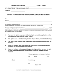 Document preview: Form 17.3 Notice to Prospective Ward of Application and Hearing - Ohio