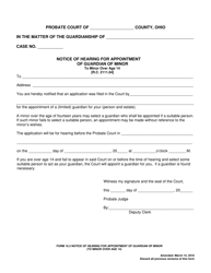 Form 16.3 Notice of Hearing for Appointment of Guardian of Minor to Minor Over Age 14 - Ohio