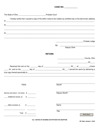 Form 18.2 Notice of Hearing on Petition for Adoption - Ohio, Page 2