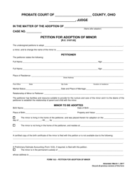 Form 18.0 &quot;Petition for Adoption of Minor&quot; - Ohio