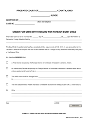 Document preview: Form 19.3 Order for Ohio Birth Record for Foreign Born Child - Ohio