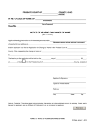 Document preview: Form 21.5 Notice of Hearing on Change of Name - Ohio