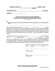 Form 23.3 Notice of Petition for Court Ordered Protective Services on an Emergency Basis - Ohio