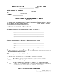 Document preview: Form 21.2 Application for Change of Name of Minor - Ohio