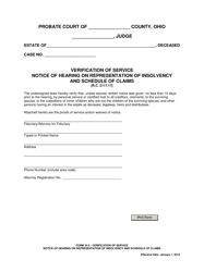 Document preview: Form 24.3 Verification of Service Notice of Hearing on Representation of Insolvency and Schedule of Claims - Ohio